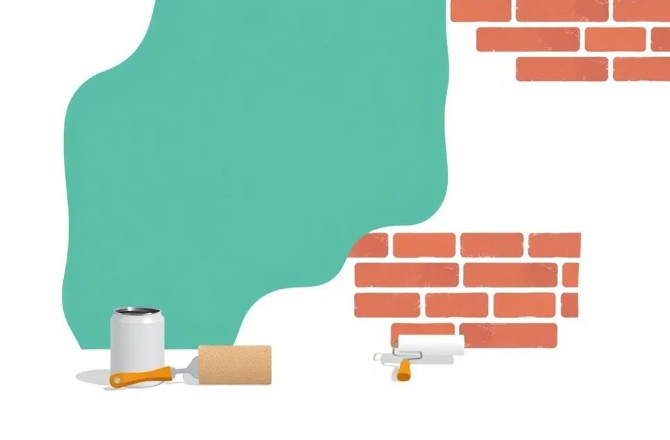 Outils de peinture disposés dans l'ordre des étapes du chantier